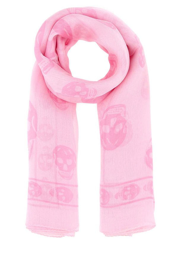 Alexander McQueen Skull 100% Silk scarf in pink