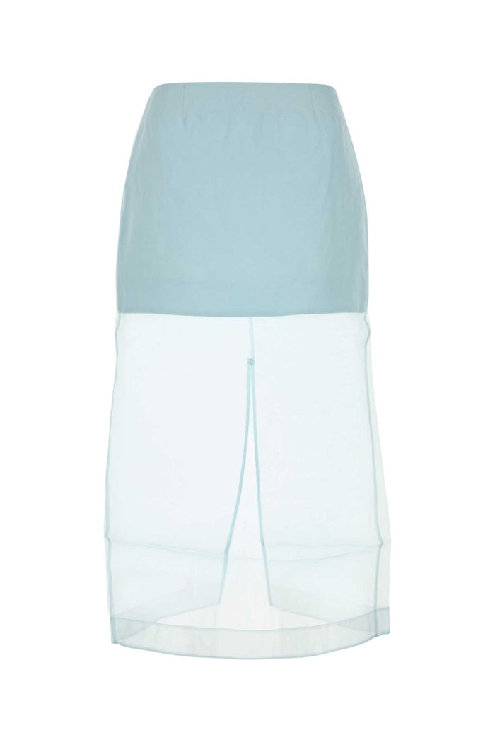 Pastel Light Blue Organza Crush Layered Skirt Mint Exterior: Silk Lining: Cotton Gonne