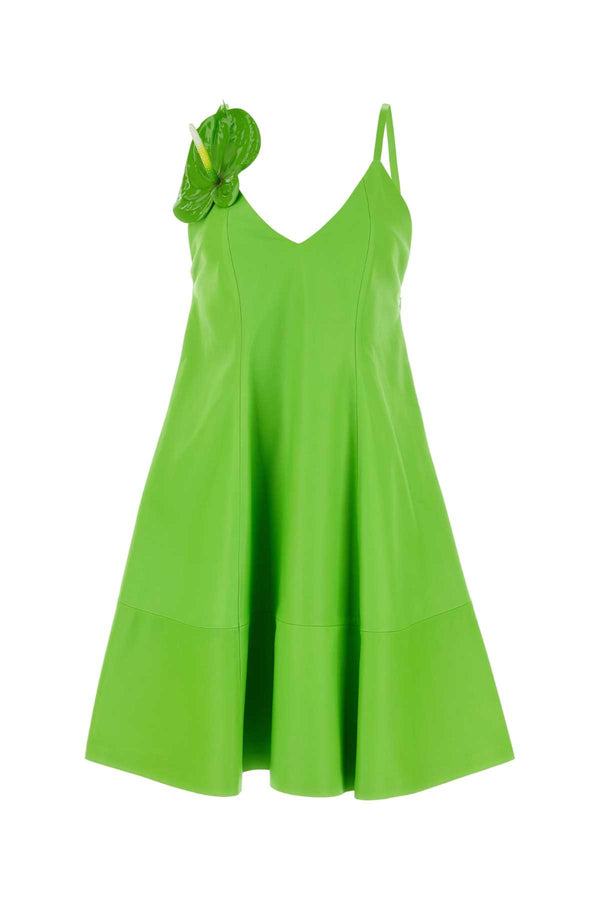 Loewe Exterior: 100% Leather dress in green