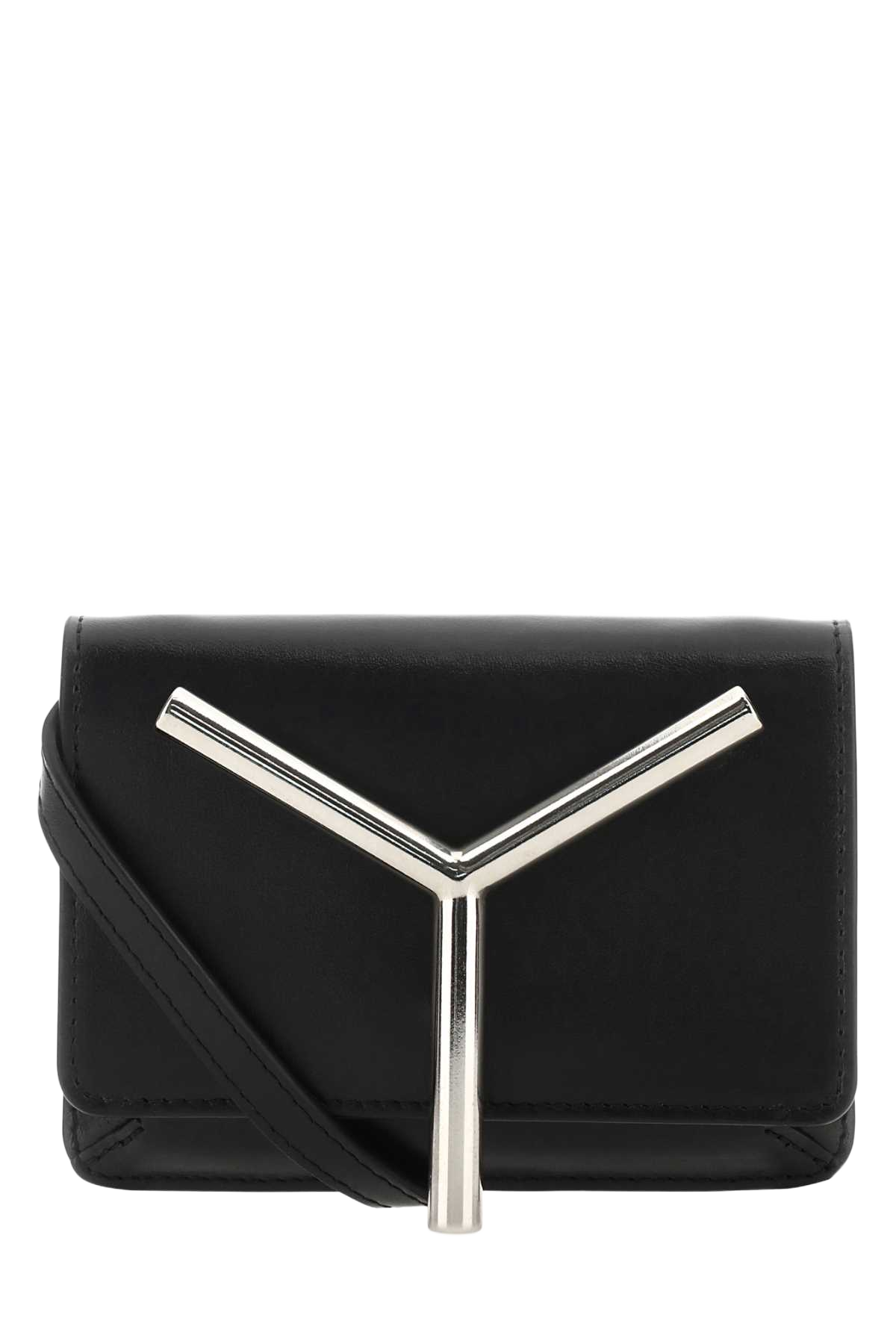 Black Leather Mini Crossbody Bag Blacksilver Portafogli