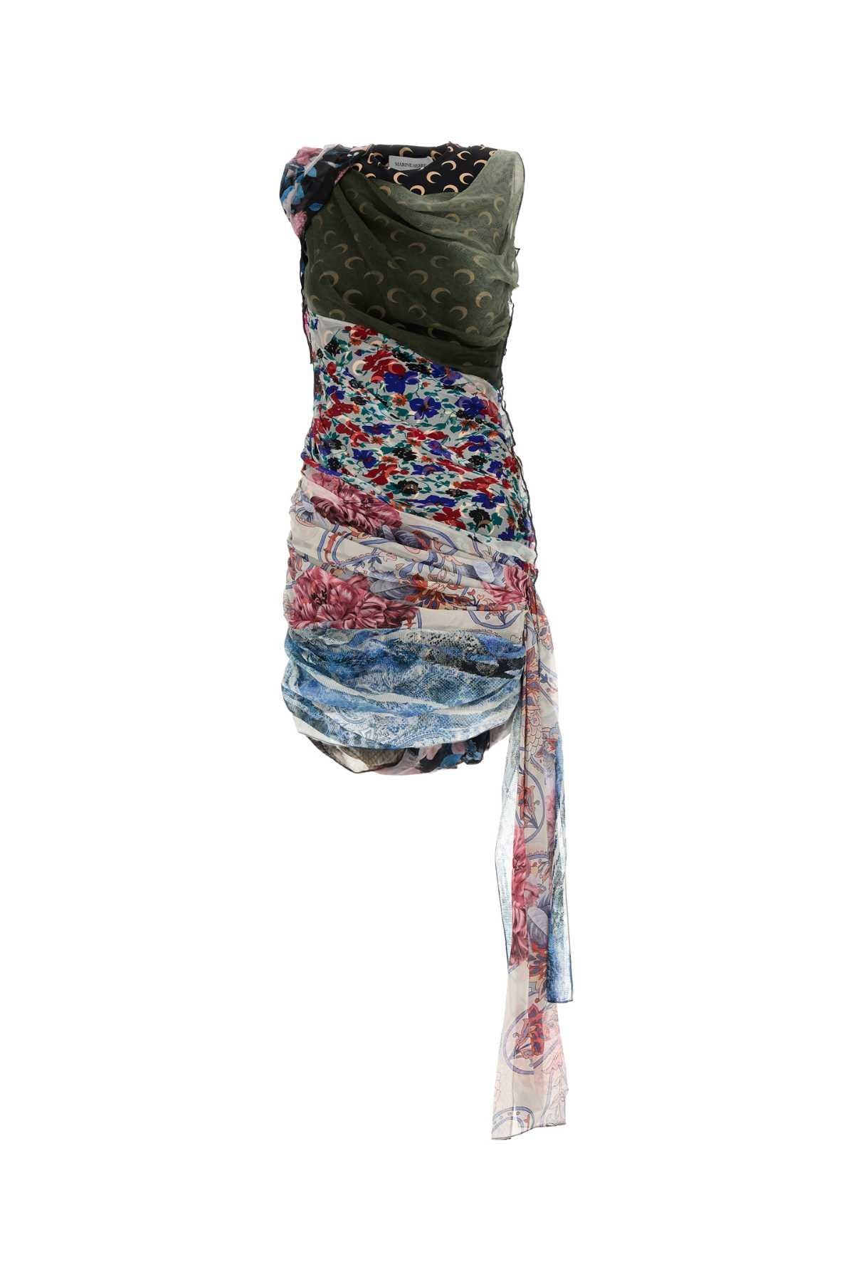 Printed Stretch Nylon Mini Dress Multicolor Exterior: Elastane Silk Abiti