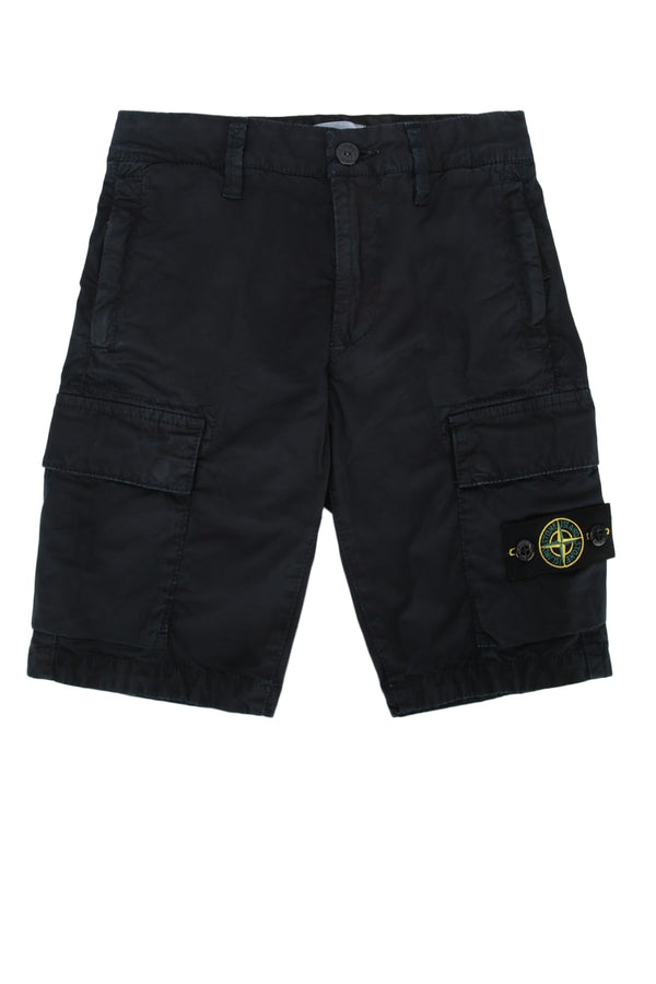 Stone Island Kids Cotton cargo shorts in navy