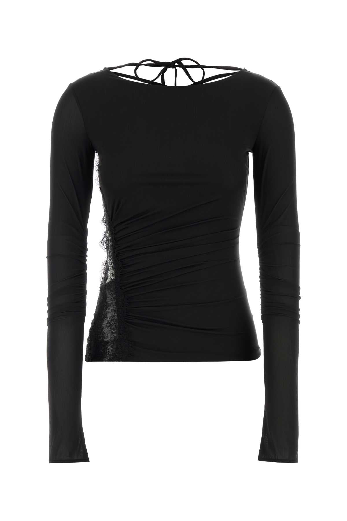 Black Stretch Jersey Top Exterior: Nylon Elastane Maglie