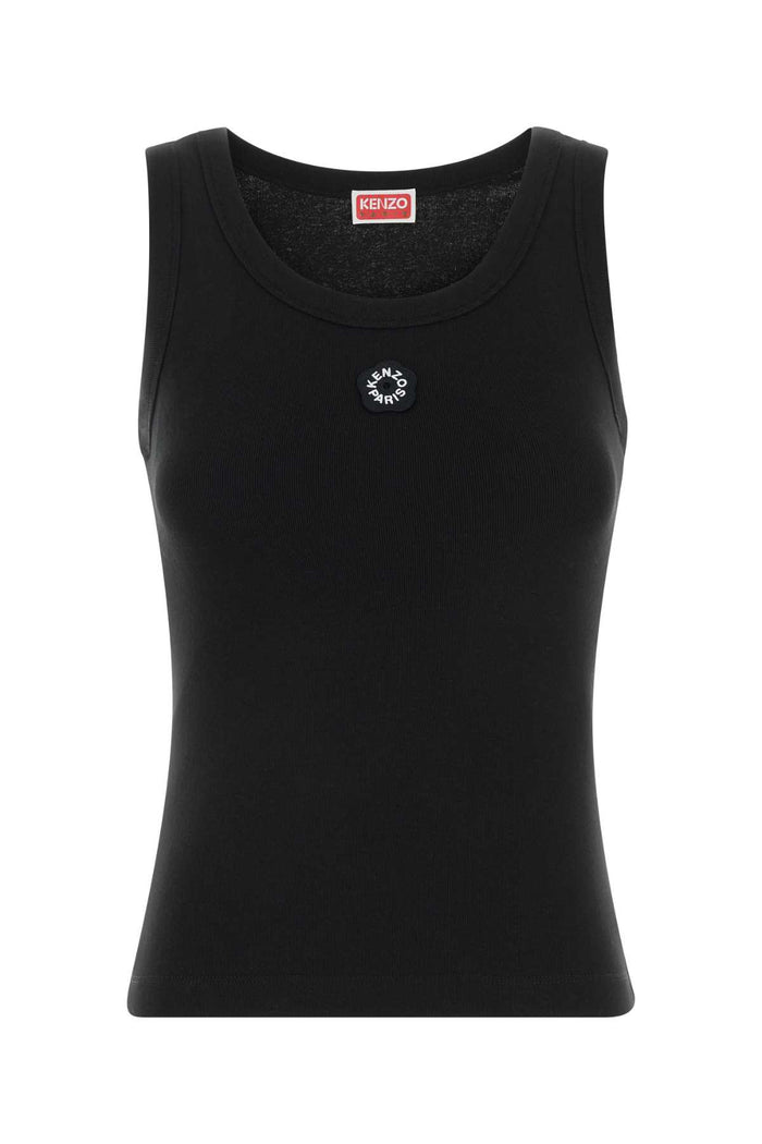 Black Stretch Cotton Tank Top Exterior: Elastane Maglie