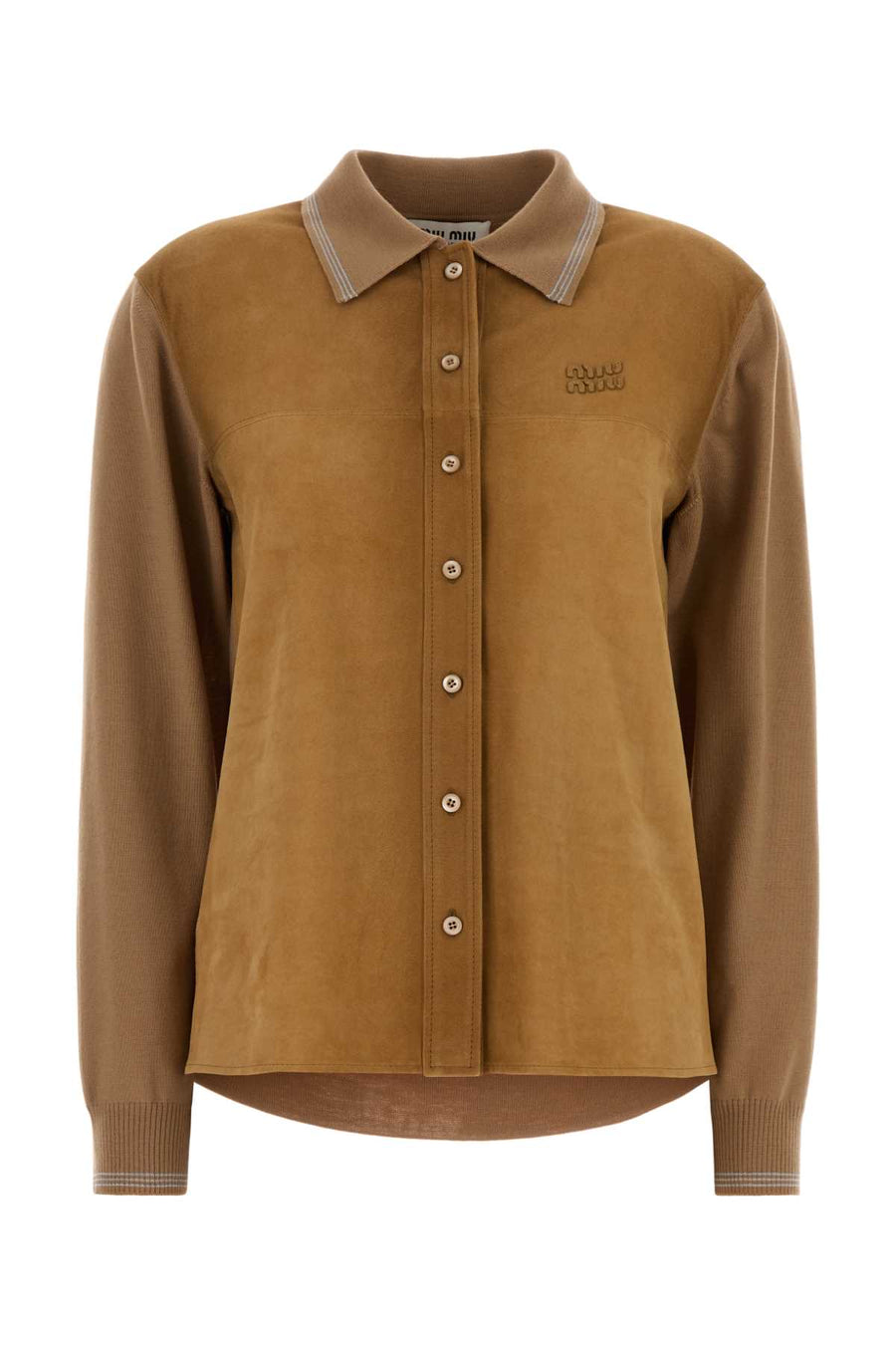 Miu Miu 100% Virgin wool cardigan in camel