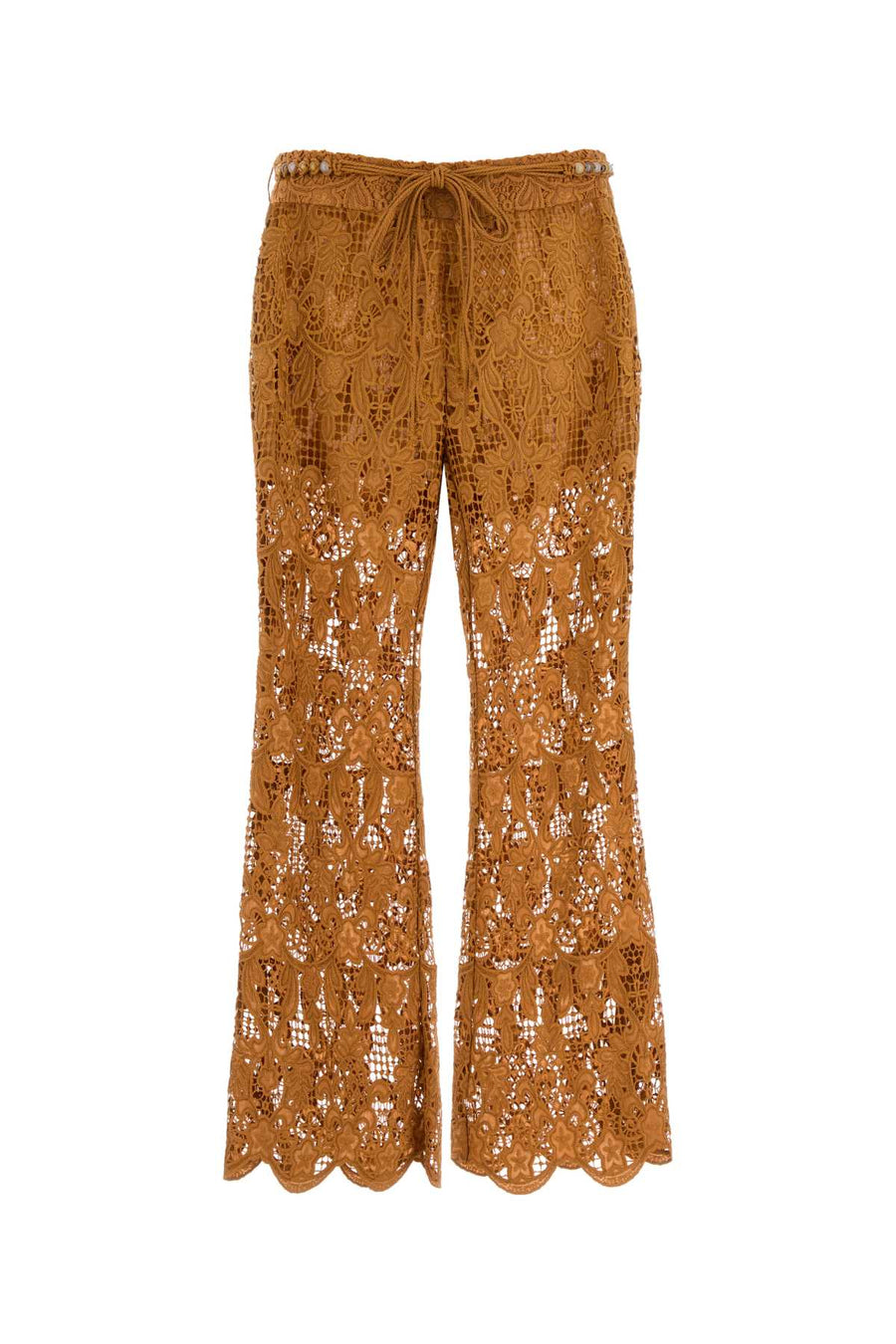Zimmermann Lace Exterior: 100% Polyester trouser in biscuit
