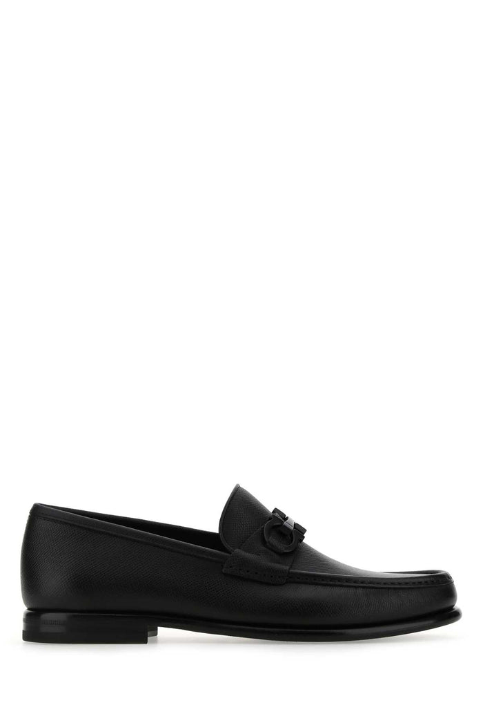 Black Leather Loafers Nero Mocassini