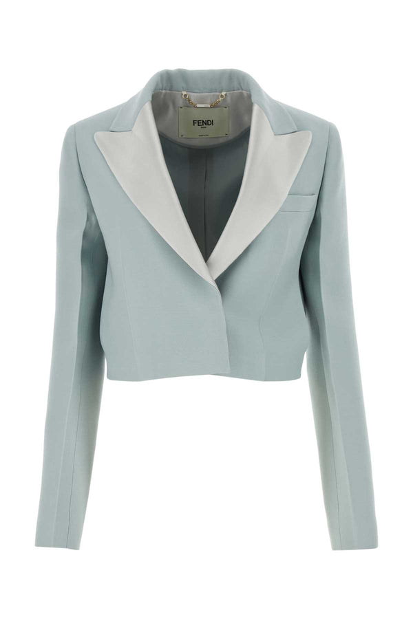 Fendi Exterior: 77% Wool 23% Silk; Lining: 100% Cupro blazer in blue