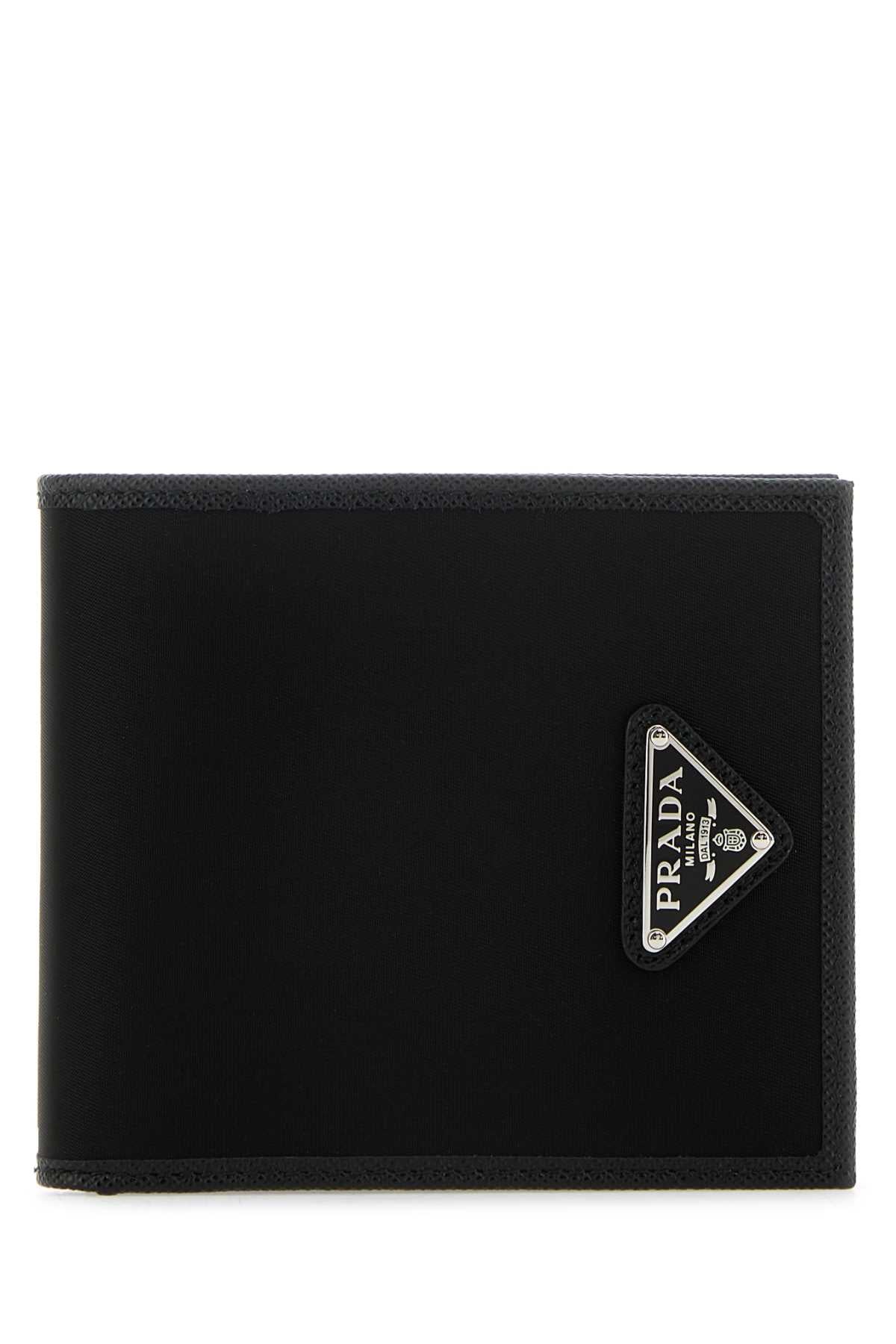 Black Fabric And Leather Wallet Nero Poliammidericiclata-vitello Portafogli