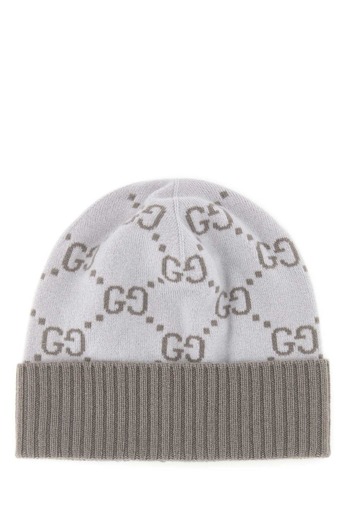 Embroidered Cashmere Beanie Hat Zinclightgrey Exterior: Cuffie