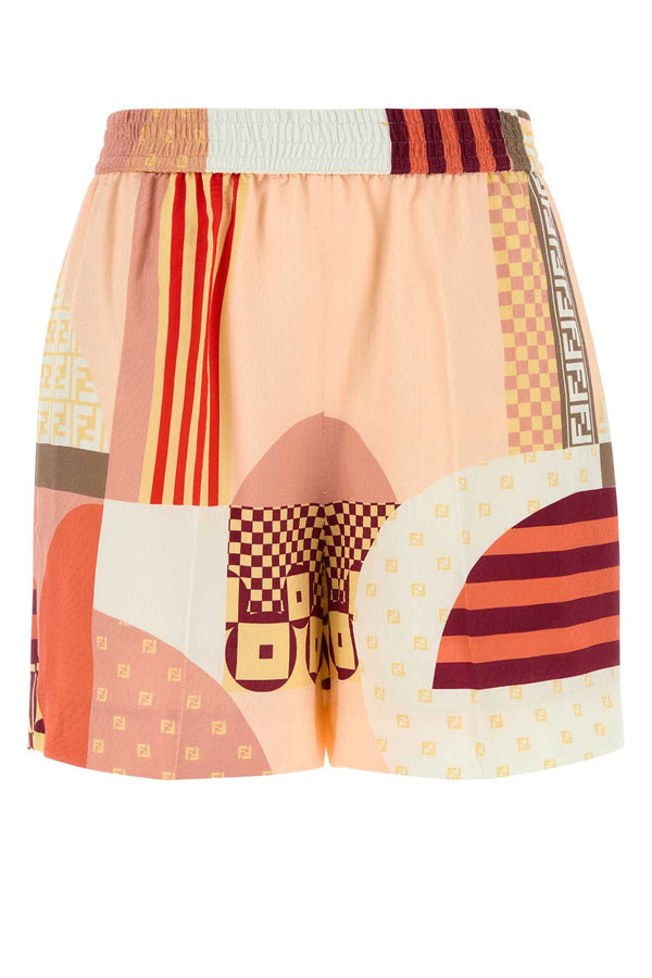 Fendi Patchwork 100% Silk shorts in multicolor