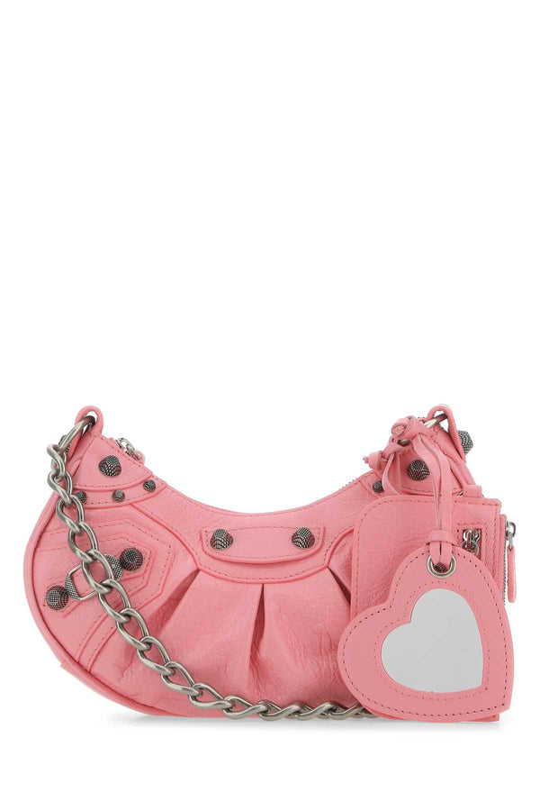 Balenciaga Exterior: 100% Lamb Nappa Leather; Lining: 100% Fabric; Hardware: Antiqued silver metal crossbody bag in pink