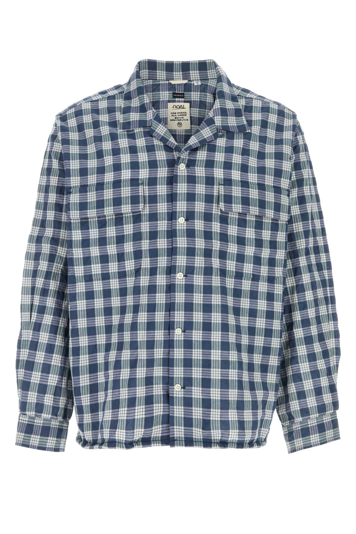 Embroidered Cotton Blend Oversize Shirt Navy Exterior: Polyester Camicie