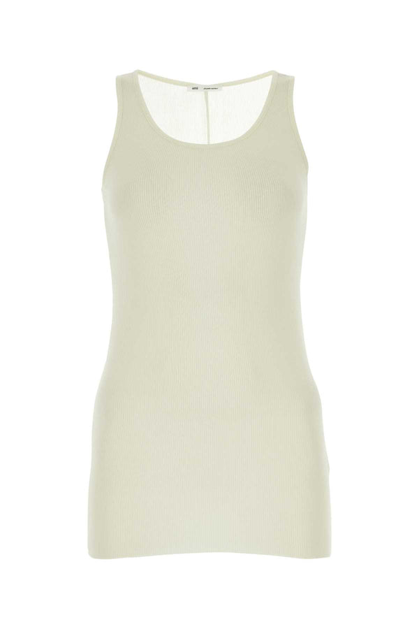 AMI Paris Exterior: 82% Viscose 18% Nylon tank top in white