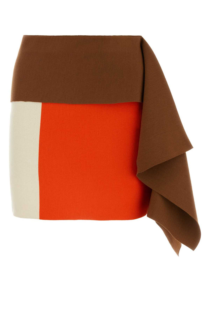 Multicolor Wool Mini Skirt Multimattone Exterior: Gonne