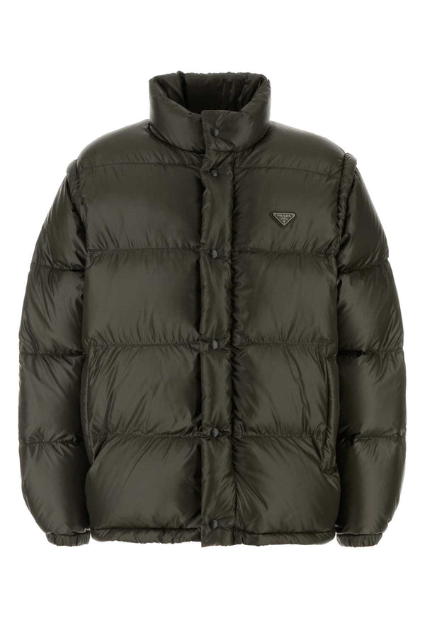 Prada 100% recycled polyamide down jacket in green