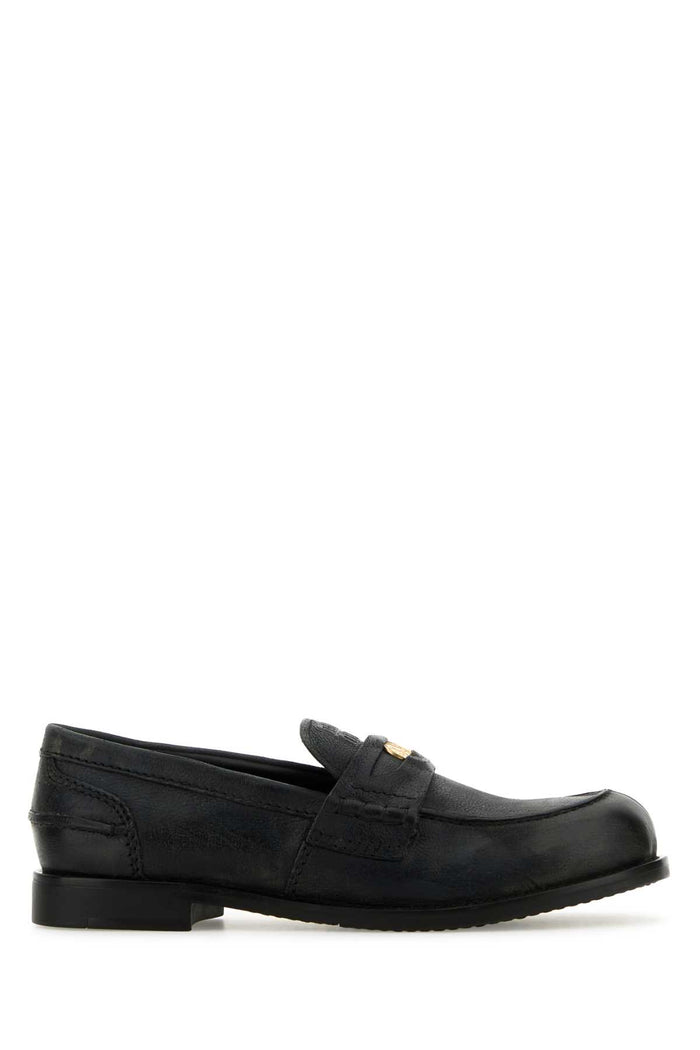 Slate Leather Loafers Nero Vitello Mocassini