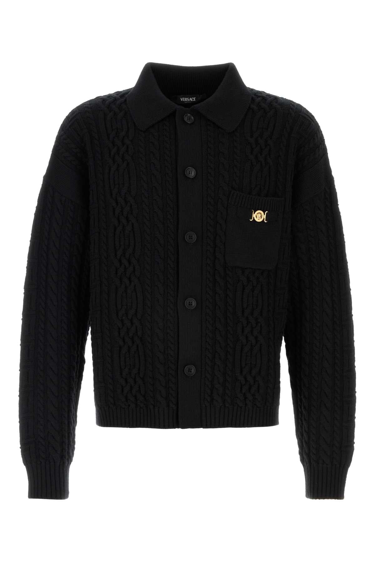 Black Cardigan Wool Exterior: Virgin Maglieria