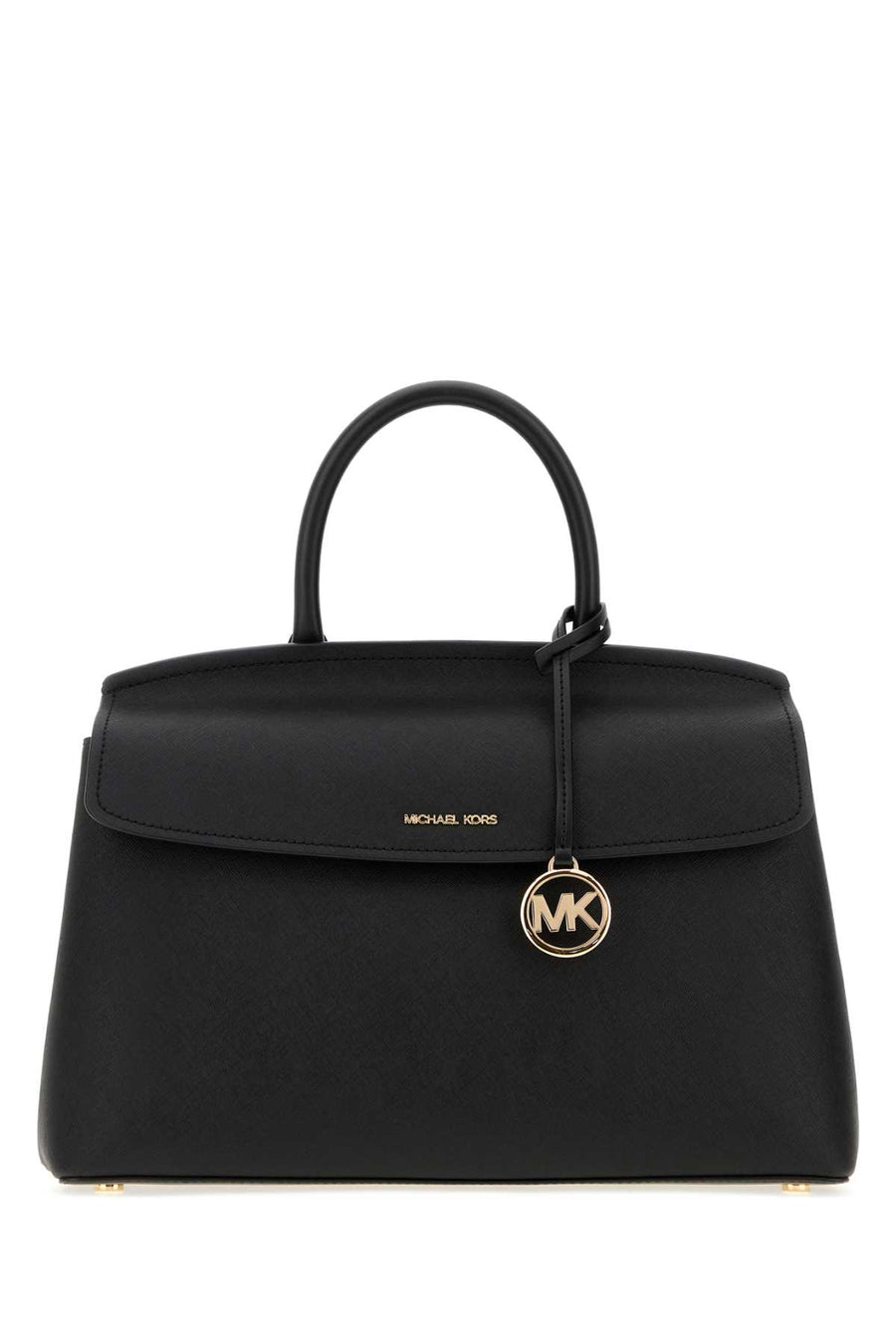 Michael By Michael Kors Satchel Exterior: 100% Leather; Lining: 100% Fabric; Finishing: Golden metal top handle bag in black