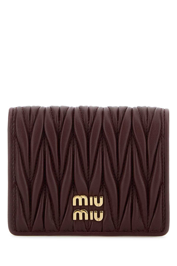 Miu Miu 100% Agnello (Lamb Leather) wallet in burgundy