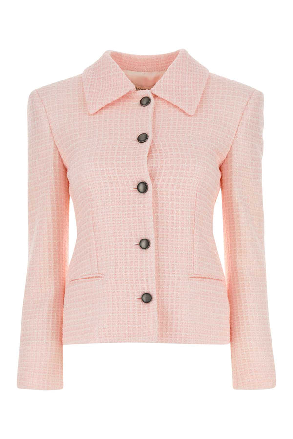 Alessandra Rich Exterior: 87% Nylon 13% Polyester; Lining: 100% Viscose blazer in pink