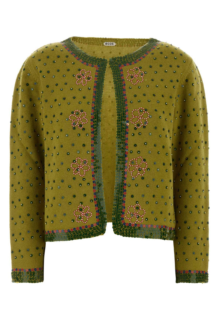 Pistachio Green Wool Blend Fairyfloss Cardigan Exterior: Cashmere Maglieria