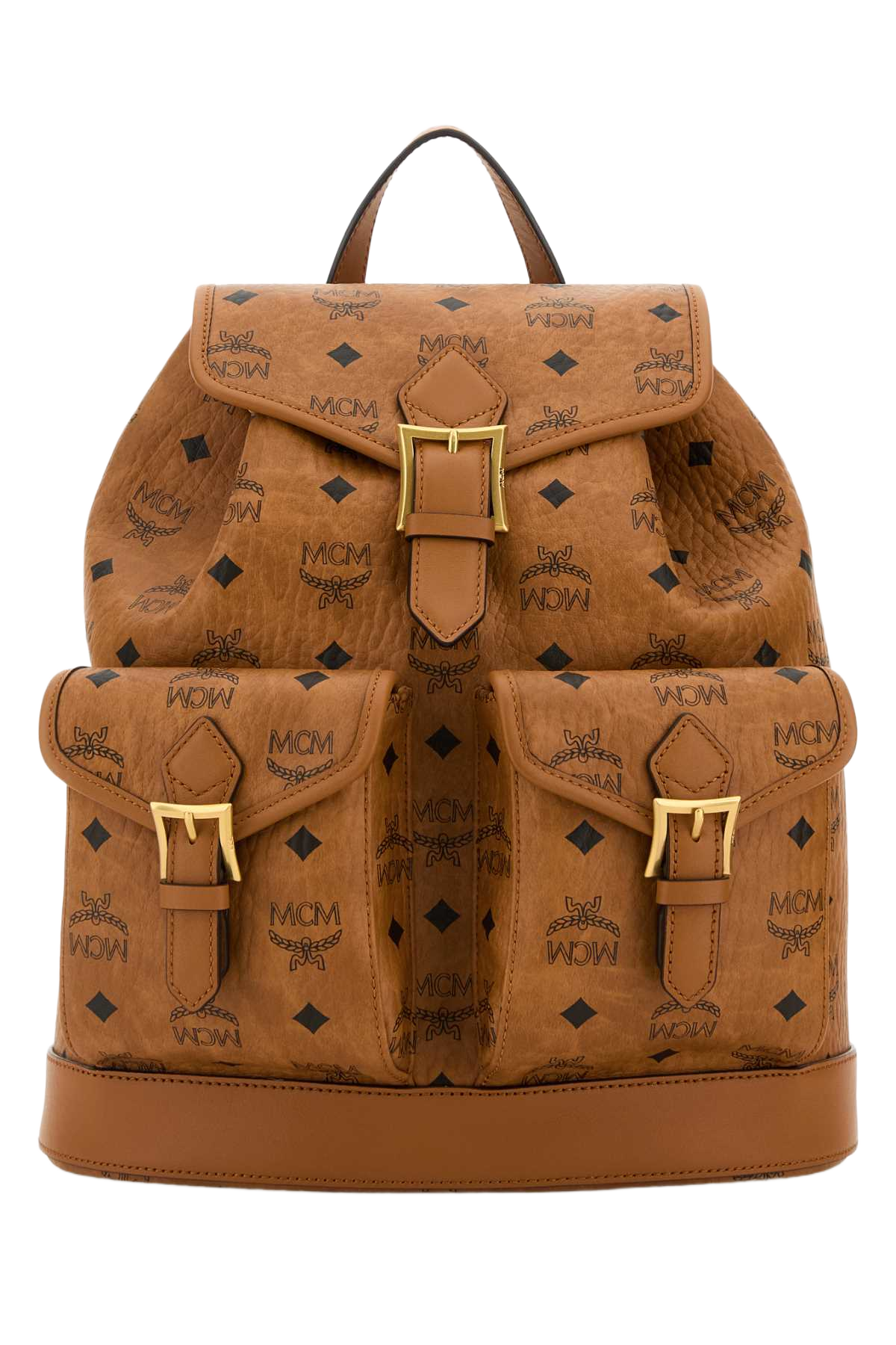 Printed Canvas Backpack Cognac Zaini