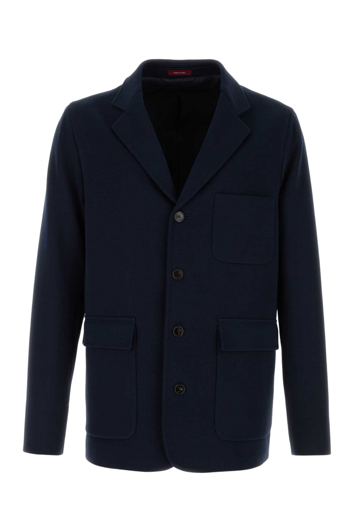 Dark Blue Jersey Blazer Caspian Cotton Giacche E Gilet
