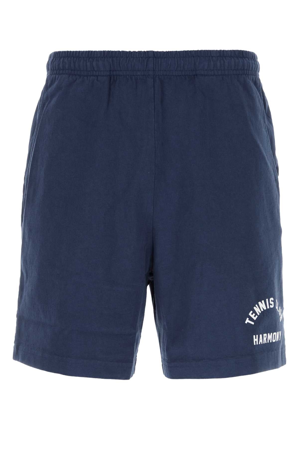 Navy Blue Cotton Bermuda Shorts 010 Exterior