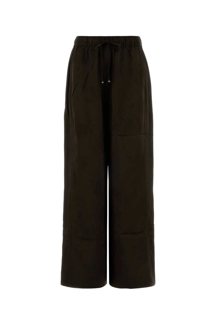 Chocolate Satin Wide-Leg Pant Demitasse Pantaloni