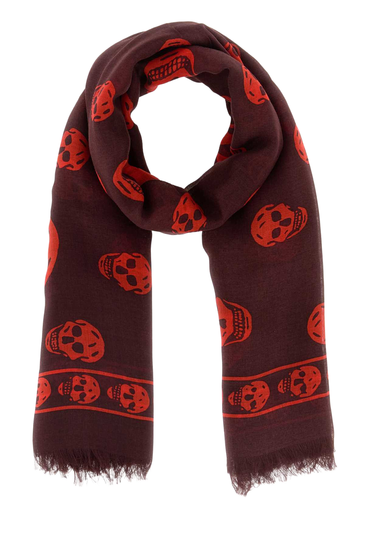Printed Modal Blend Foulard Red Exterior: Silk Sciarpe E