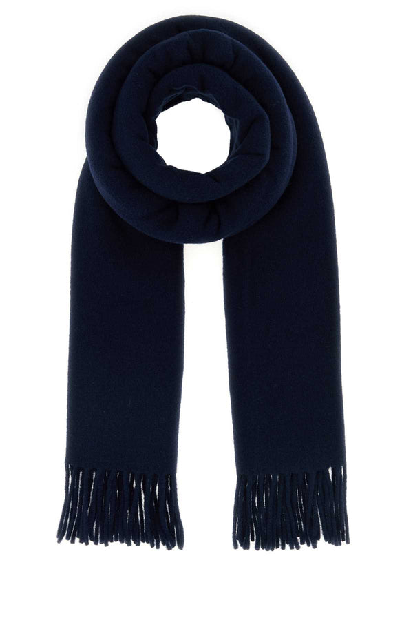 Maison Kitsune Head 100% Virgin Wool scarf in navy
