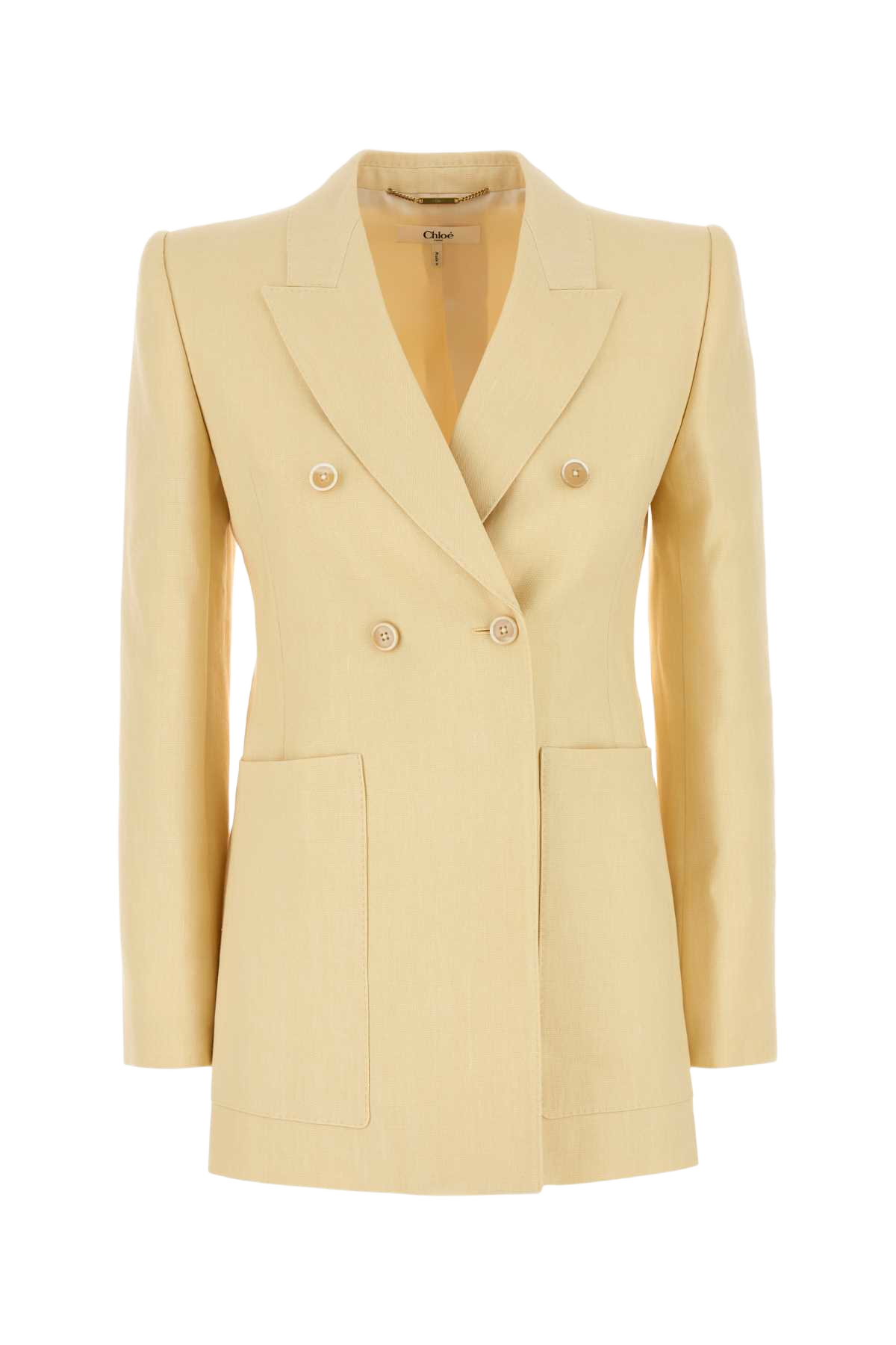 Cream Hemp Blend Blazer Strawbeige Giacche E Gilet