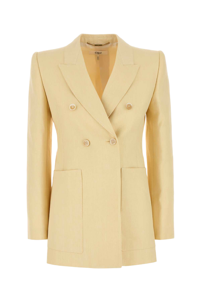 Cream Hemp Blend Blazer Strawbeige Giacche E Gilet