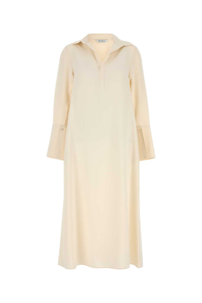 Cream Stretch Silk Ossola Dress Bianco Avorio Exterior: Elastane Abiti