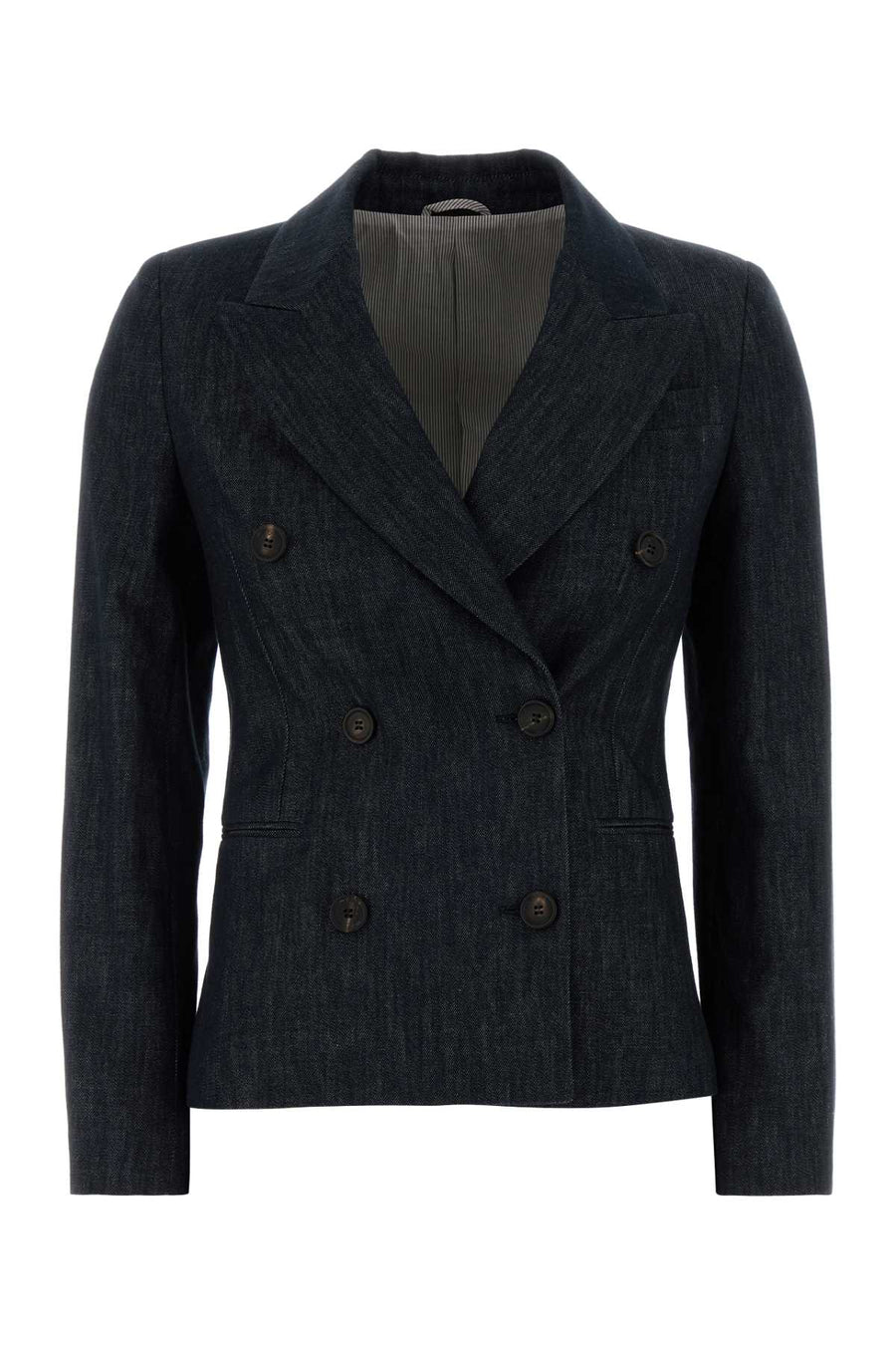 Brunello Cucinelli Doppiopetto Exterior: 100% Cotton blazer in navy