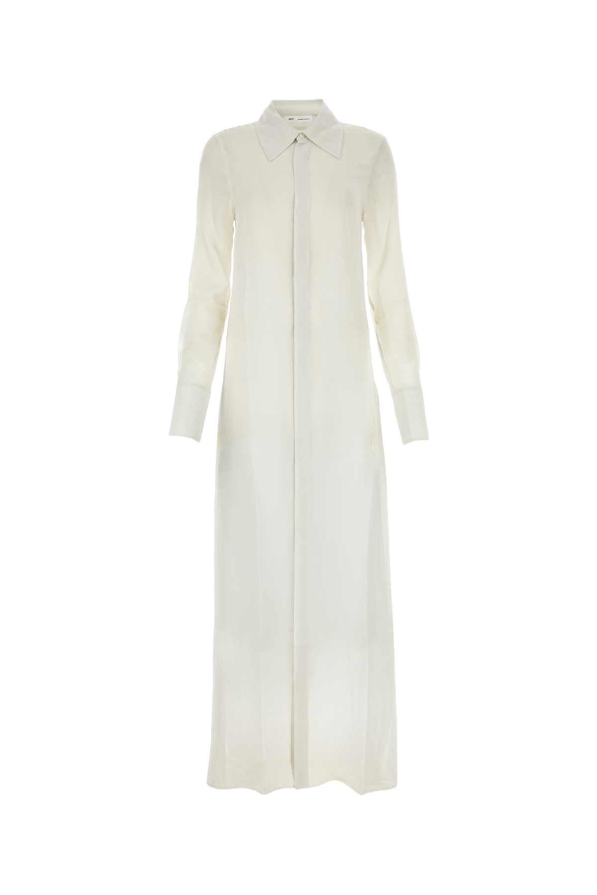 Chalk Crepe Shirt Dress Exterior: Silk Abiti