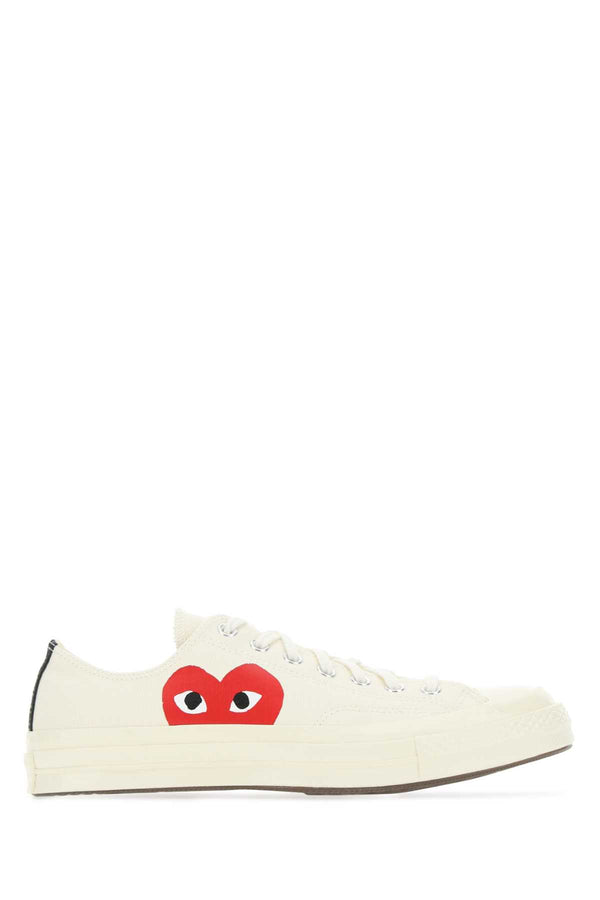 Comme Des Garcons Play Exterior: 100% Cotton sneaker in white