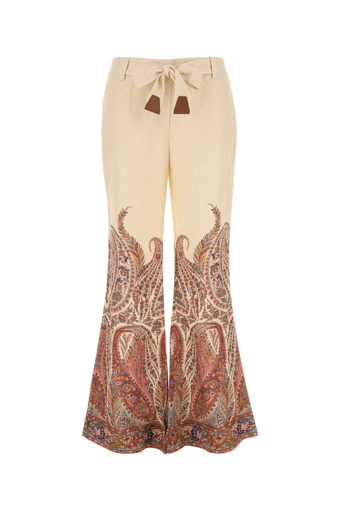 Printed Linen Rhiannon Pant Creampaisley Pantaloni