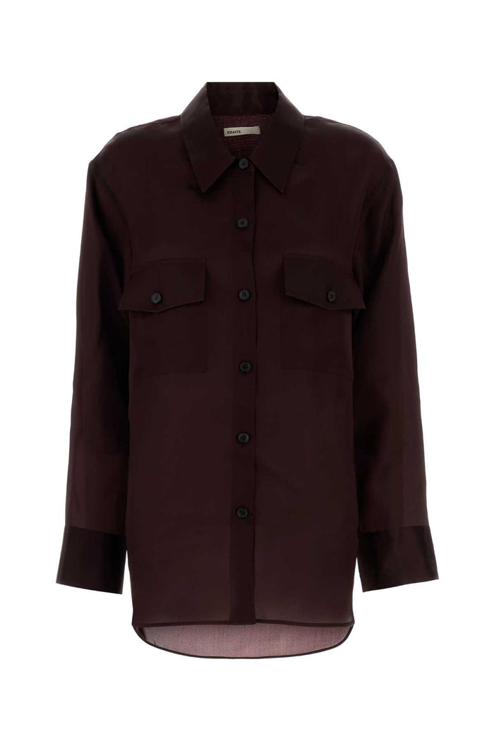 Aubergine Silk Matteo Shirt Almandine Exterior: Camicie