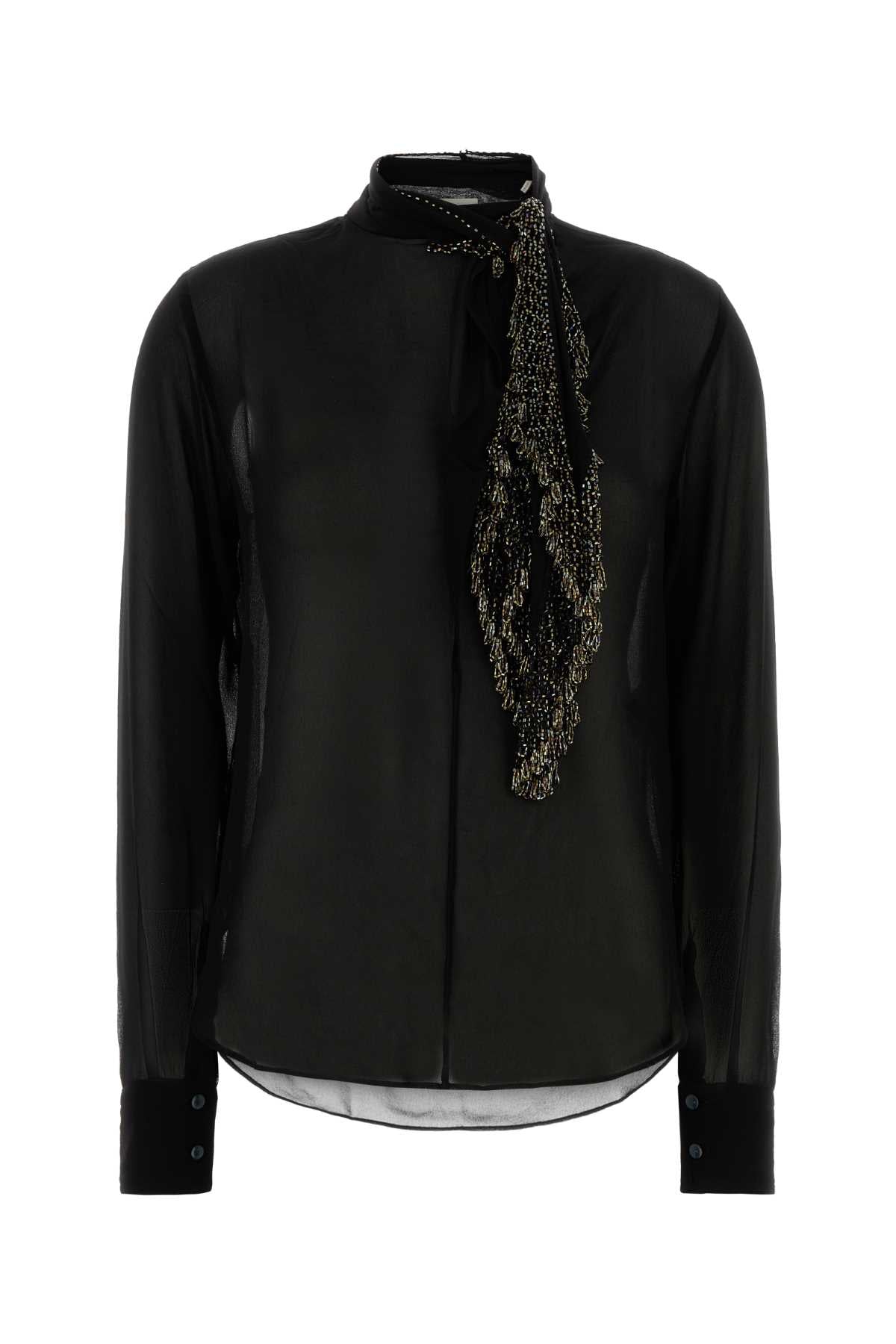 Black Crepe Elaura Blouse Exterior: Silk Maglie