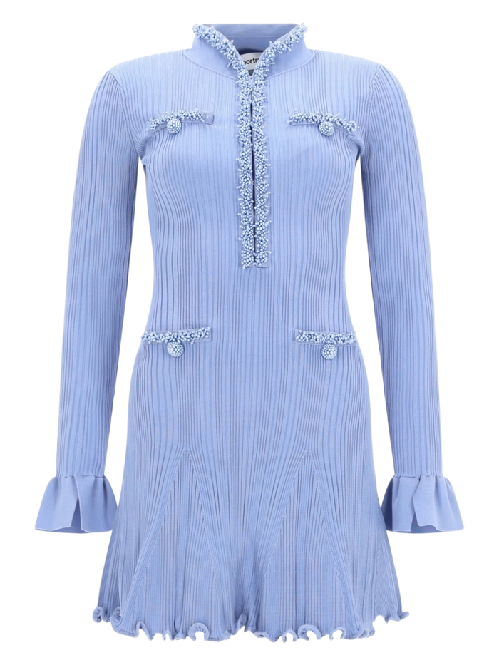 Mini Dress With Beads Blue