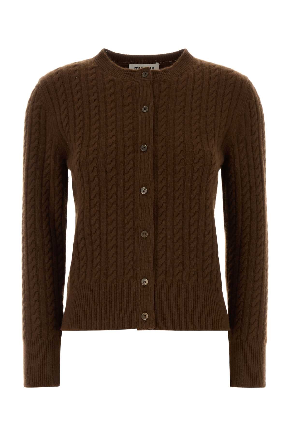 Brown Cashmere Cardigan Tabacco Exterior: Maglieria