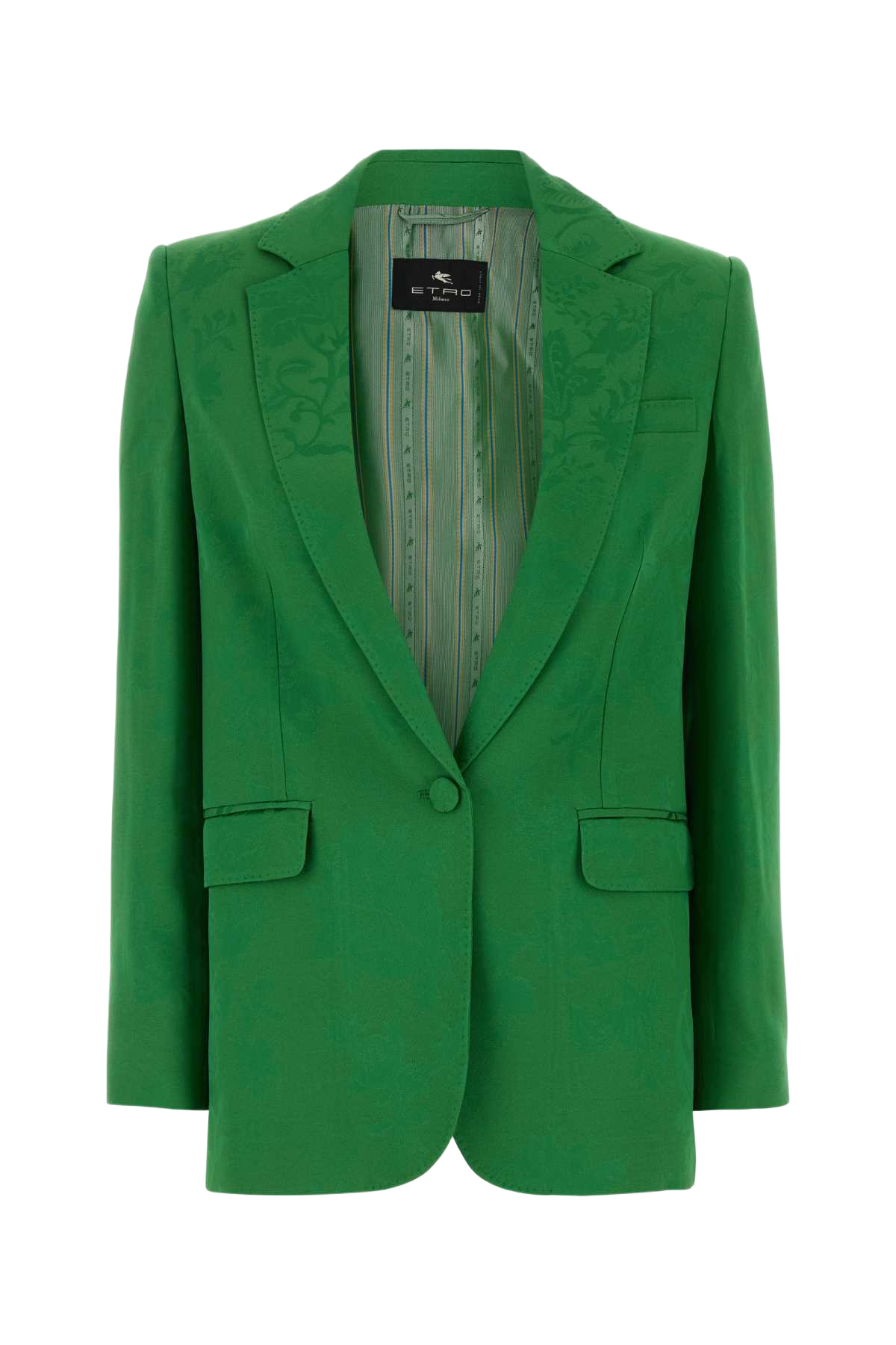 Green Jacquard Blazer V0396 Acetato Viscosa Giacche E Gilet