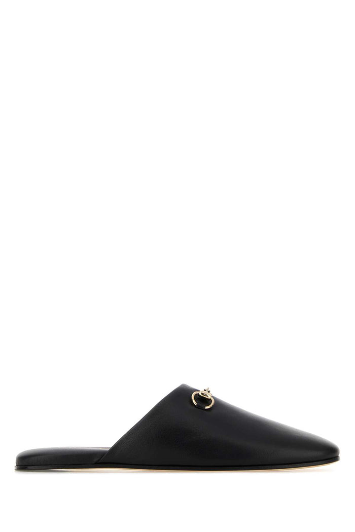 Black Nappa Leather Slippers Nero