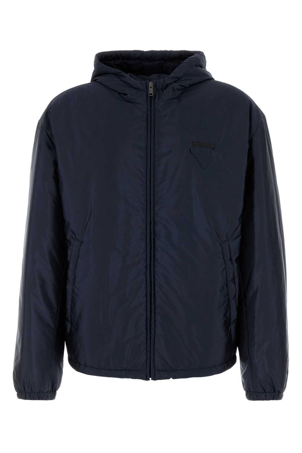Prada 100% recycled polyamide down jacket in navy
