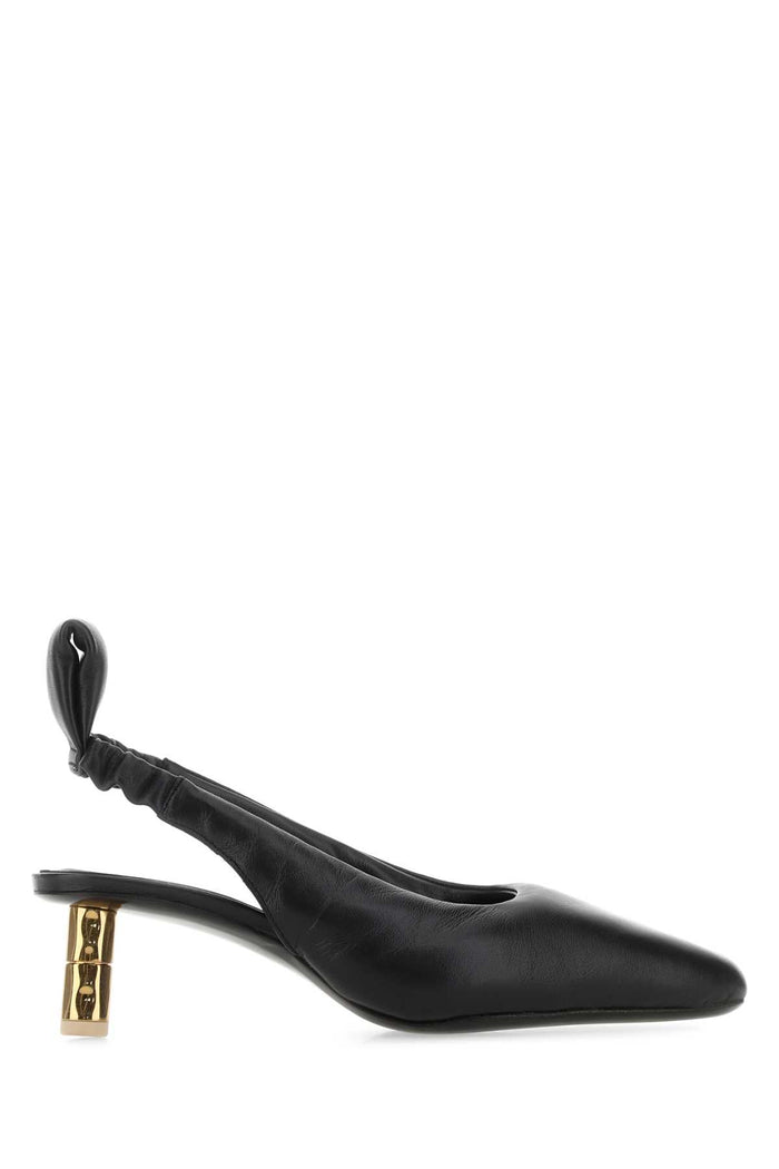 Black Nappa Leather Puffy Pumps Scarpe Con Tacco