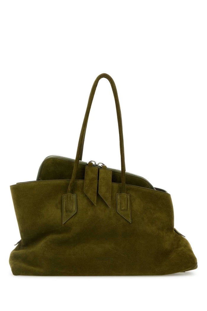 Olive Green Suede Medium La Passeggiata Shoulder Bag Khaki Borse A Mano