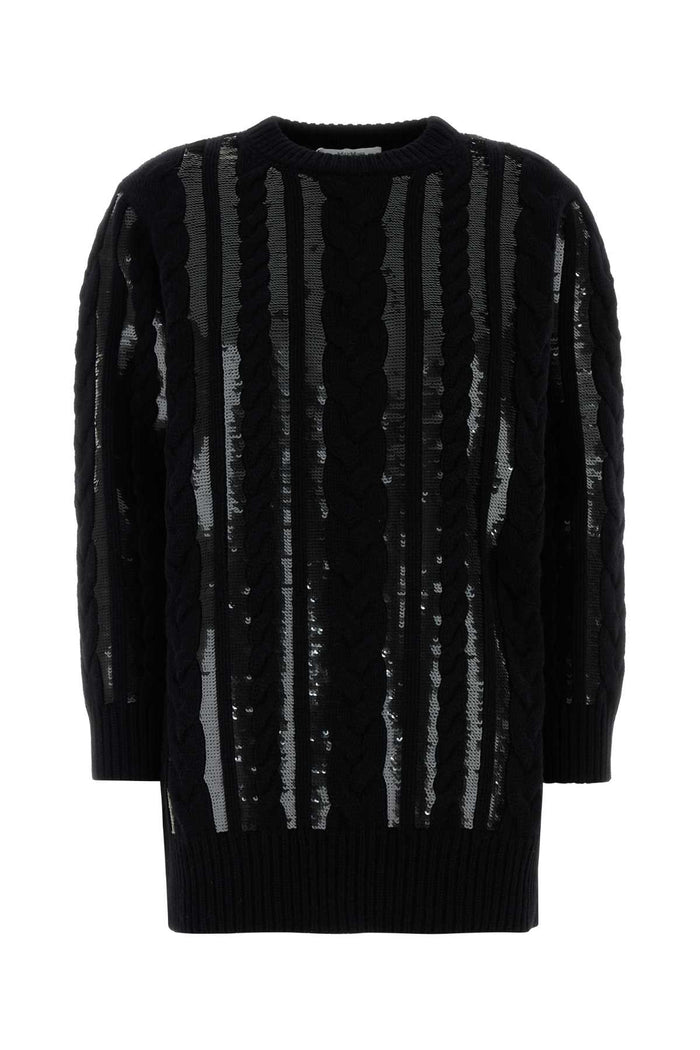 Black Wool Blend Mambo Sweater Dress Nero Exterior: Cashmere Maglieria