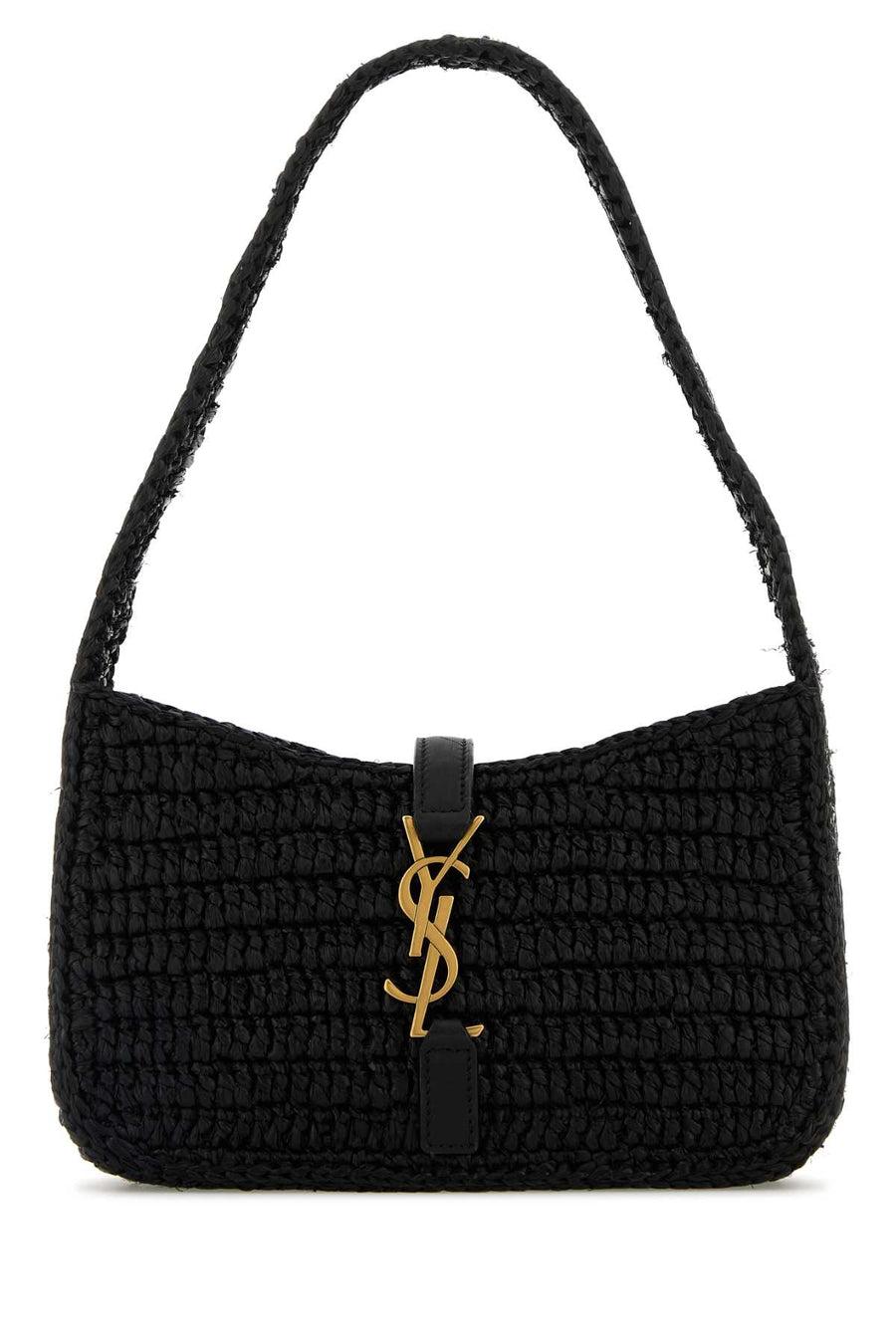 Saint Laurent Hobo Exterior: 100% Raffia shoulder bag in black